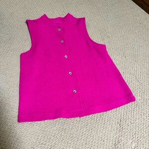 C.J Banks Pink shimmer vest w/ bedazzled buttons
